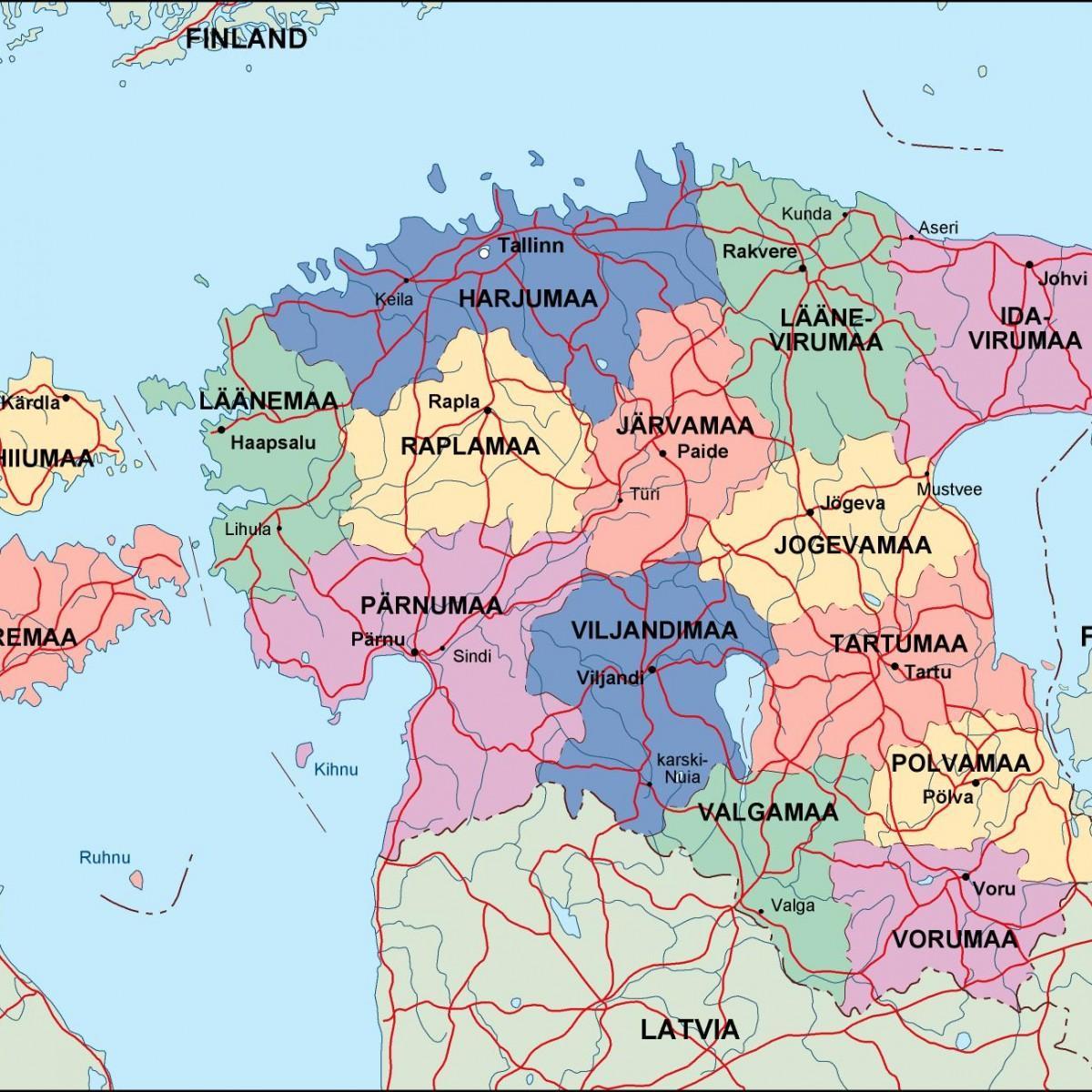 kartes Igaunijas politisko